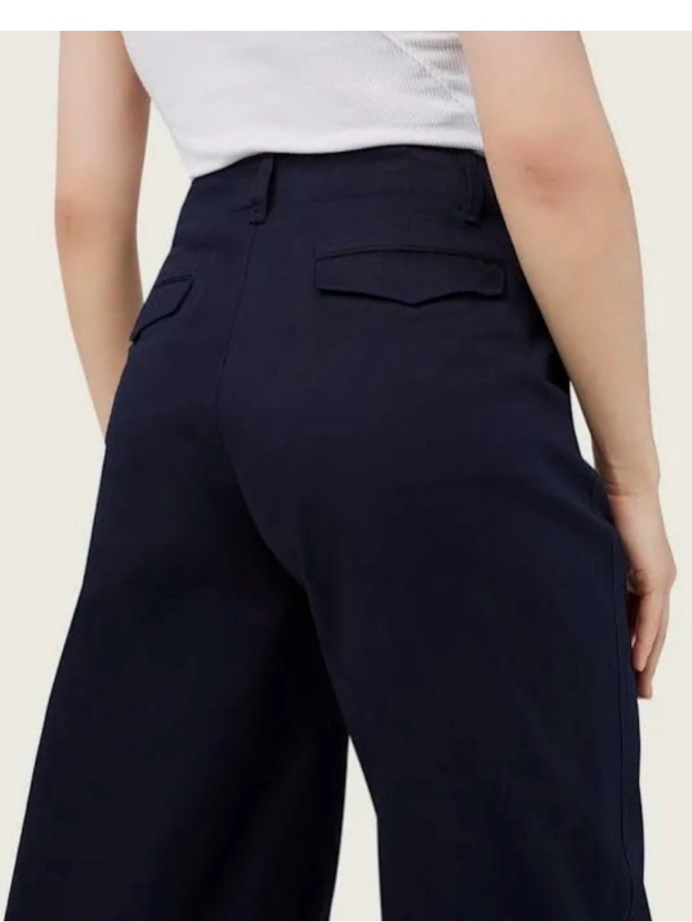 rag & bone Sofie Navy Wide-Leg High-Rise Chino - Picture 3 of 8